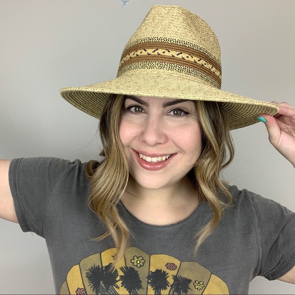 Accessories - Sunset Trail Straw Rancher Hat Tan Brown Wide Brim